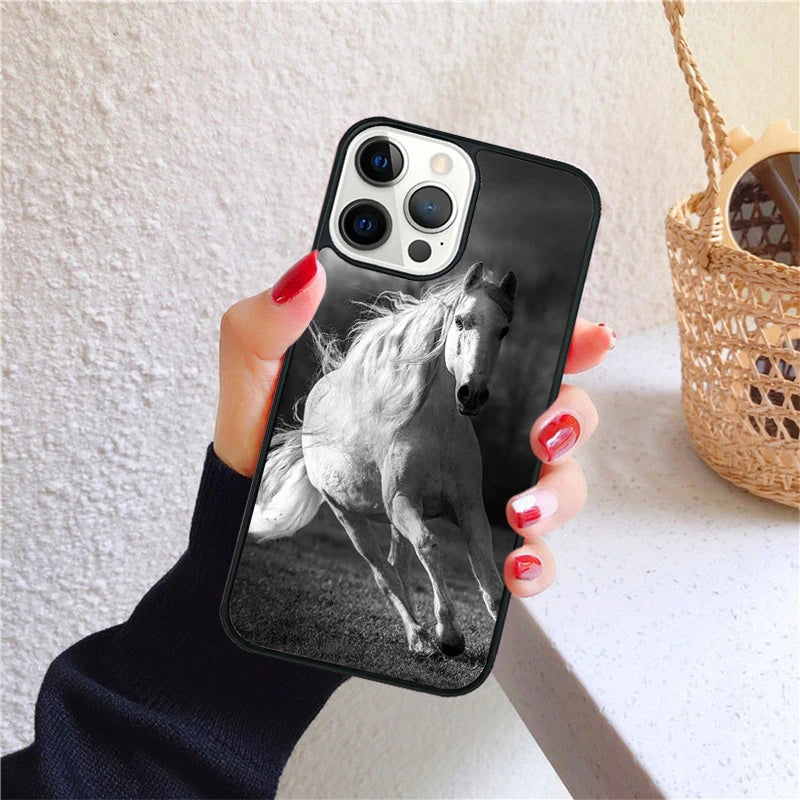 Running animal horse Phone Case for iPhone X XS XR 16 PRO MAX 15 14 PLUS 11 12 13 mini Back Cover Fundas Shell