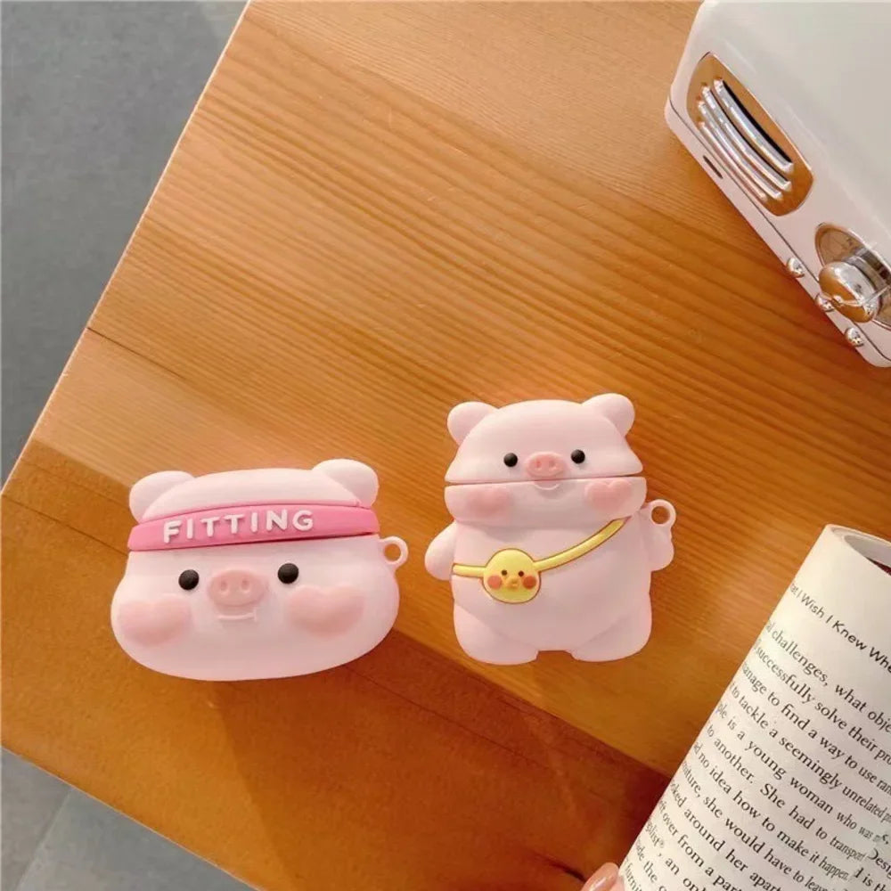 Bluetooth headset case Cartoon Pig cute wind silicone ear case, applicable to Airpods1/2, Airpods Pro, Airpods Pro2, Airpods3