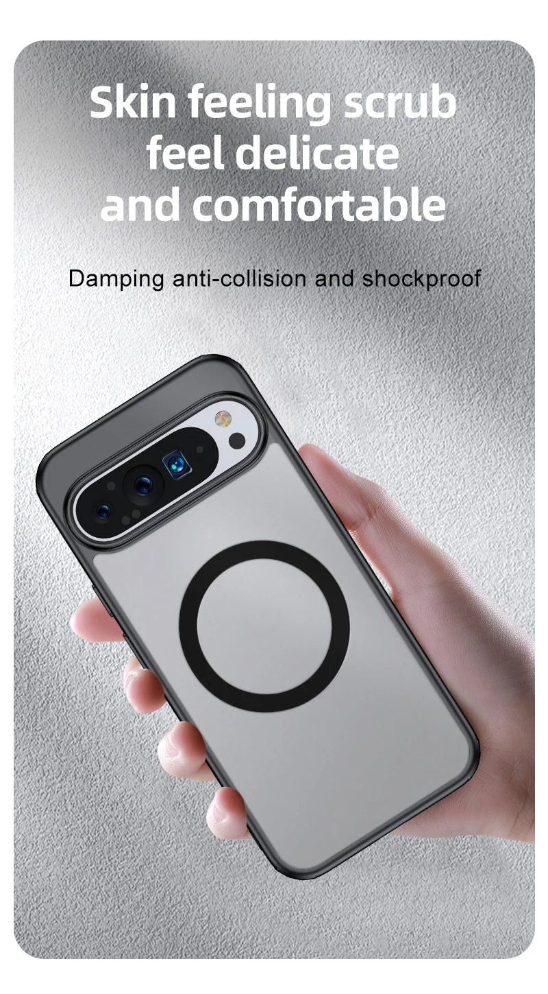 For Google Pixel 9 Pro XL 8 7 Pro 8a 7a Magsafe Case Matte White & Clear Wireless Charging Shockproof Magnetic Armor Cover