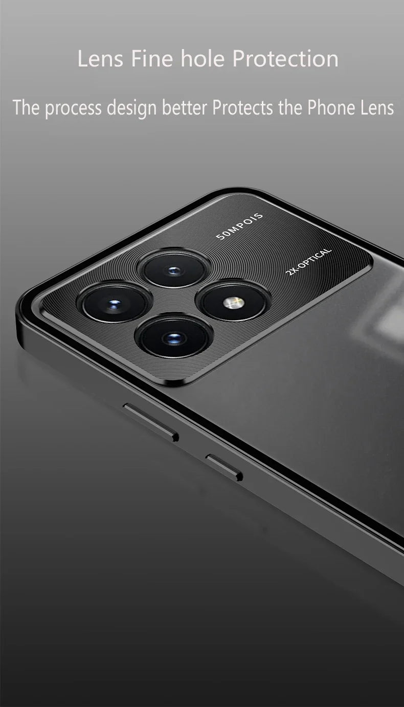 Metal Phone Case Spring Lock Buckle for XiaoMi 14 Ultra Civi 13T 15 Pro Poco X6 F5 F6 Pro Lens Protection Matte Back Cover Cases