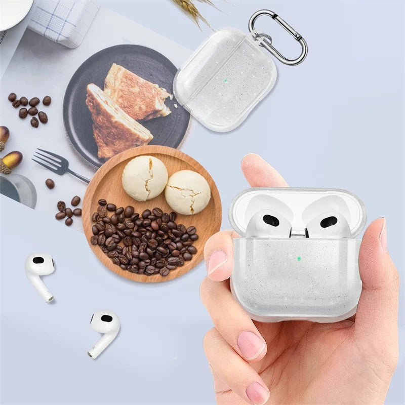 Bling Glitter Soft TPU Earphone Case for Airpods 4 2024 Pro 2 2nd Generation Air Pods 3 1 3rd Gen Cover with Keychain Accessory