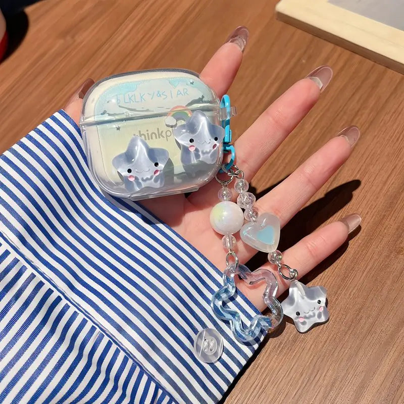 Suitable For Lenovo LP40 TWS Earphone Protective Case Cartoon Cherry Bow Headset Soft TPU Clear Earphone Cover With Keychain
