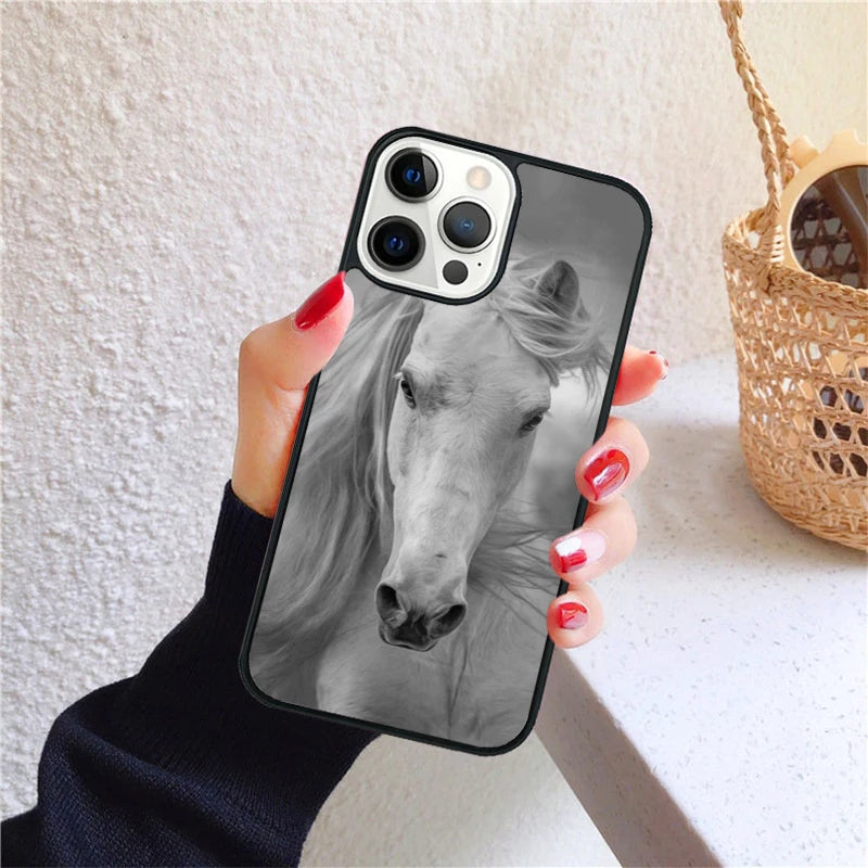 Running animal horse Phone Case for iPhone X XS XR 16 PRO MAX 15 14 PLUS 11 12 13 mini Back Cover Fundas Shell