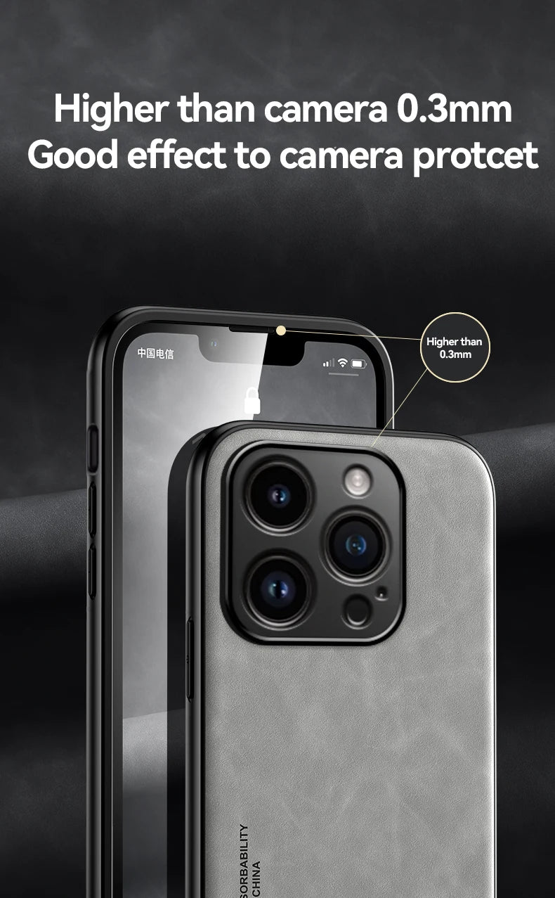 Luxury Leather Case For iPhone 15 14 13 Pro Max Cover With Metal Plate Support Car Hold For iPhone 15 14 13 Pro 11 12 case