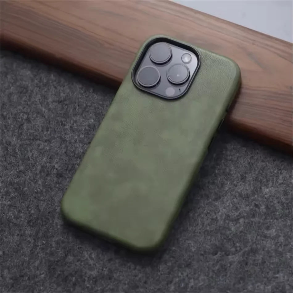 Luxury Business Vintage Leather Magnetic Phone Case for IPhone 16 Plus 15 14 13 12 Pro Max Metal Camera Frame Shockproof Cover Caseverse