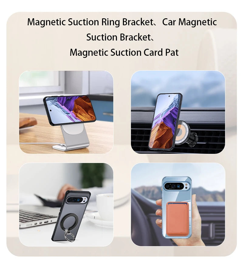 For Google Pixel 9 Pro XL 8 7 Pro 8a 7a Magsafe Case Matte White & Clear Wireless Charging Shockproof Magnetic Armor Cover