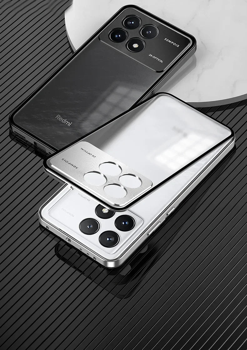 Metal Phone Case Spring Lock Buckle for XiaoMi 14 Ultra Civi 13T 15 Pro Poco X6 F5 F6 Pro Lens Protection Matte Back Cover Cases