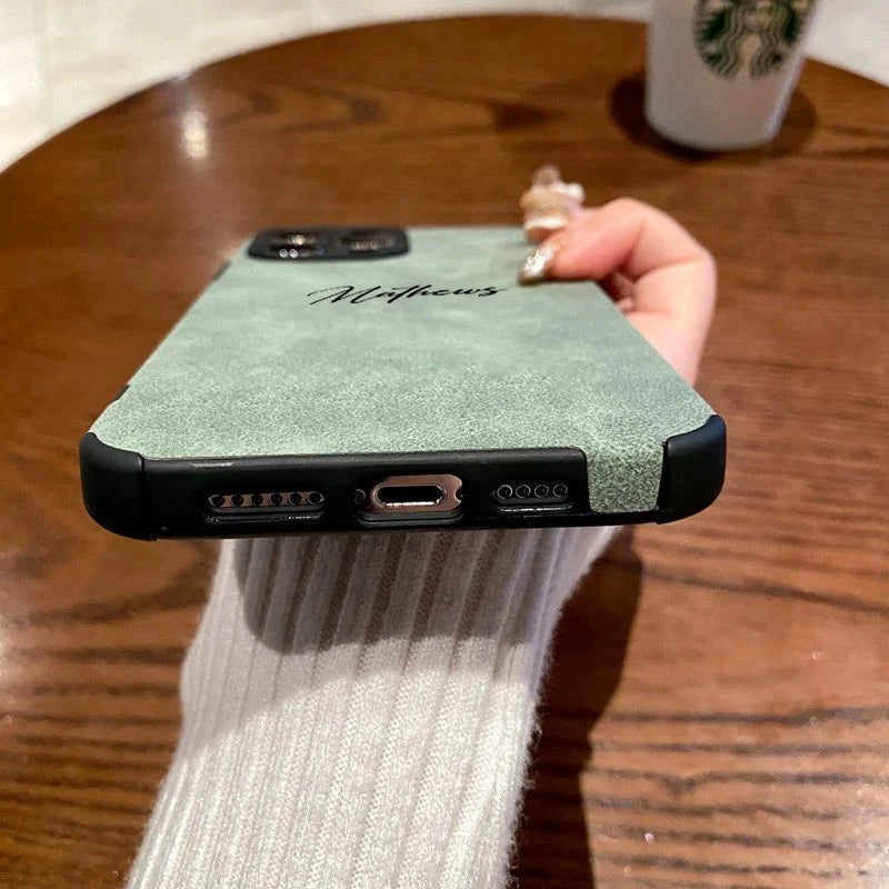 Personalized Luxury Leather Lambskin Case For iPhone 11 12 13 14 15 16 Pro Max Customized Name DIY Cover 11 12 13 14 15 Pro Max