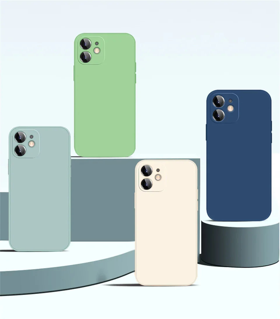 Luxury Liquid Silicone Shockproof Case for iPhone 14 15 Plus X XS XR Max Mini Back Soft Cover