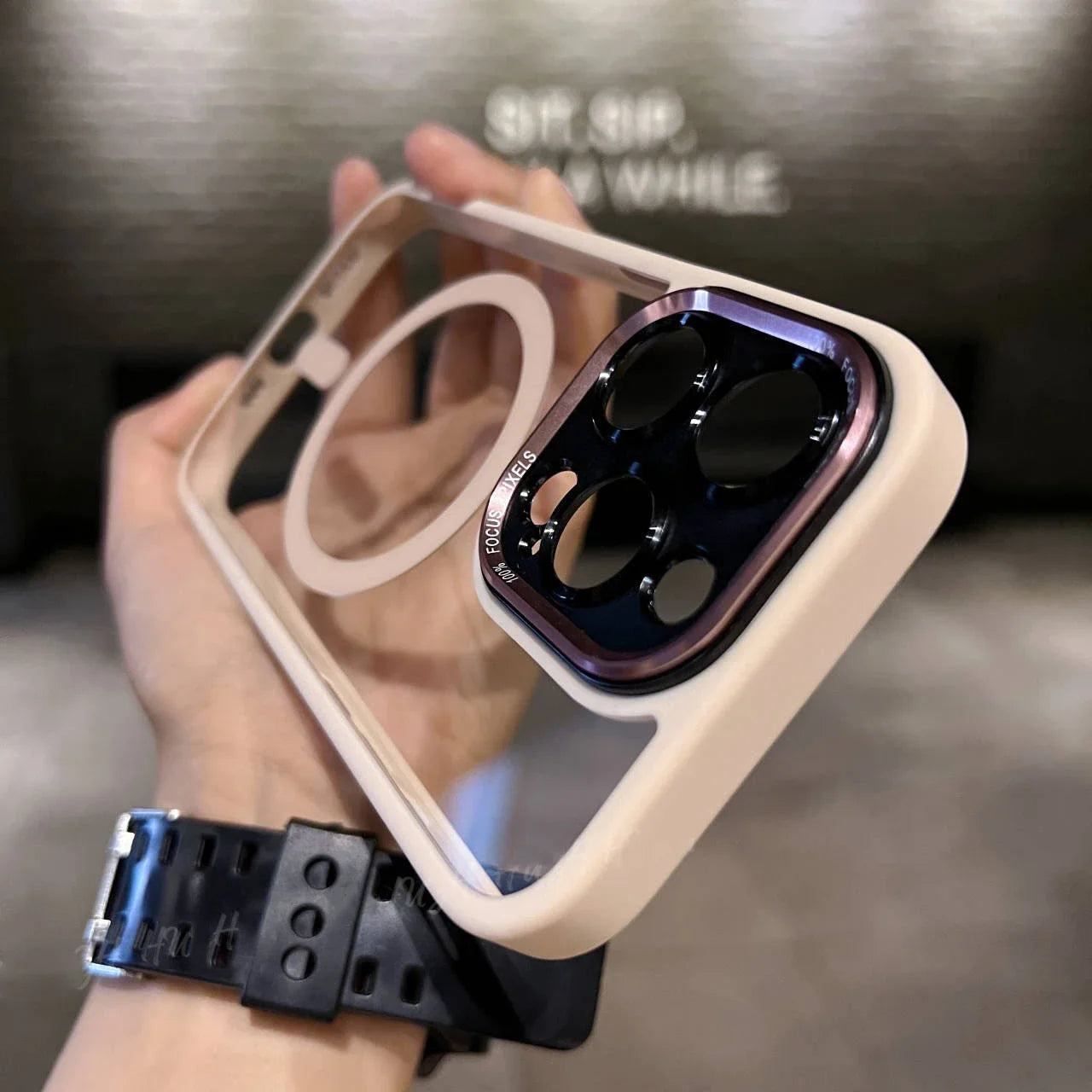 Luxury Magnetic Metal Lens Bumper Protection Case For iPhone 16 15 14 13 12 11 Pro Max Plus Magsafe Acrylic Translucency Cover