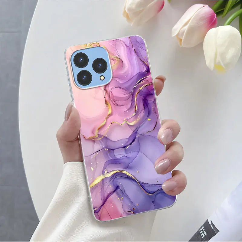 For Cubot P80 Case 2023 Luxury Phone Case For Cubot P80 6.58" Marble Butterfly Flower Clear Soft Silicone TPU Protective Cover