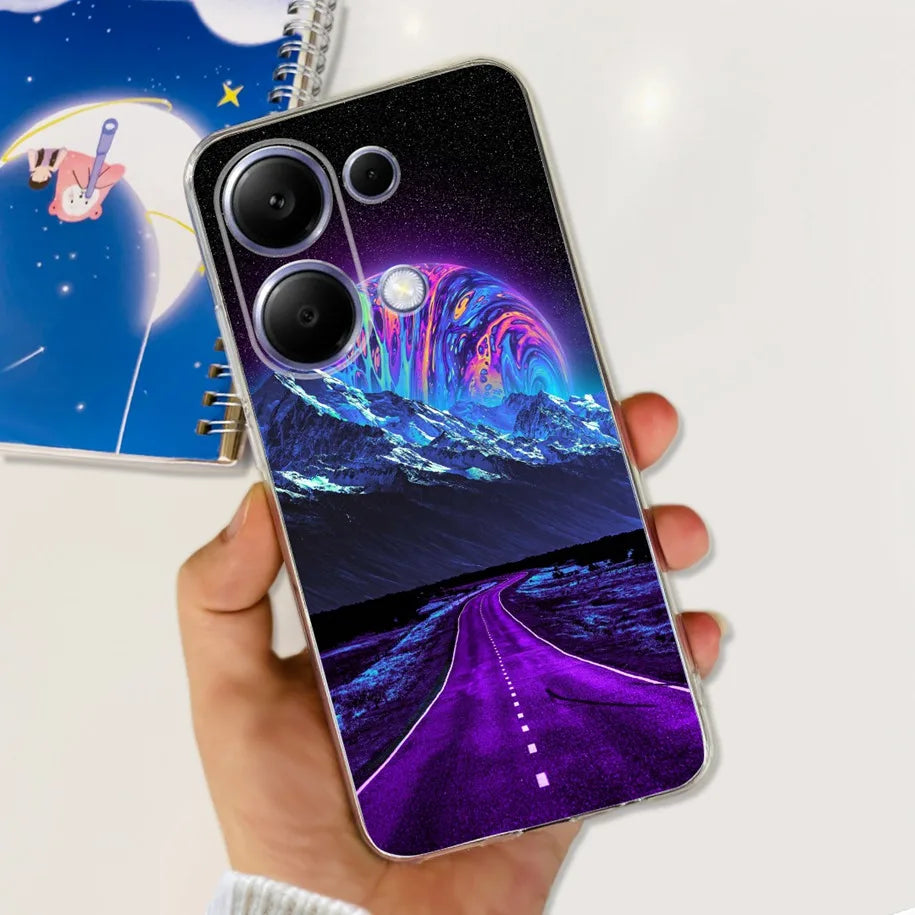 For Xiaomi Poco M6 Pro 2024 Case New Fashion Marble Cartoon Cover Soft Clear Silicone Funda For Xiaomi Poco M6 Pro 4G Phone Case
