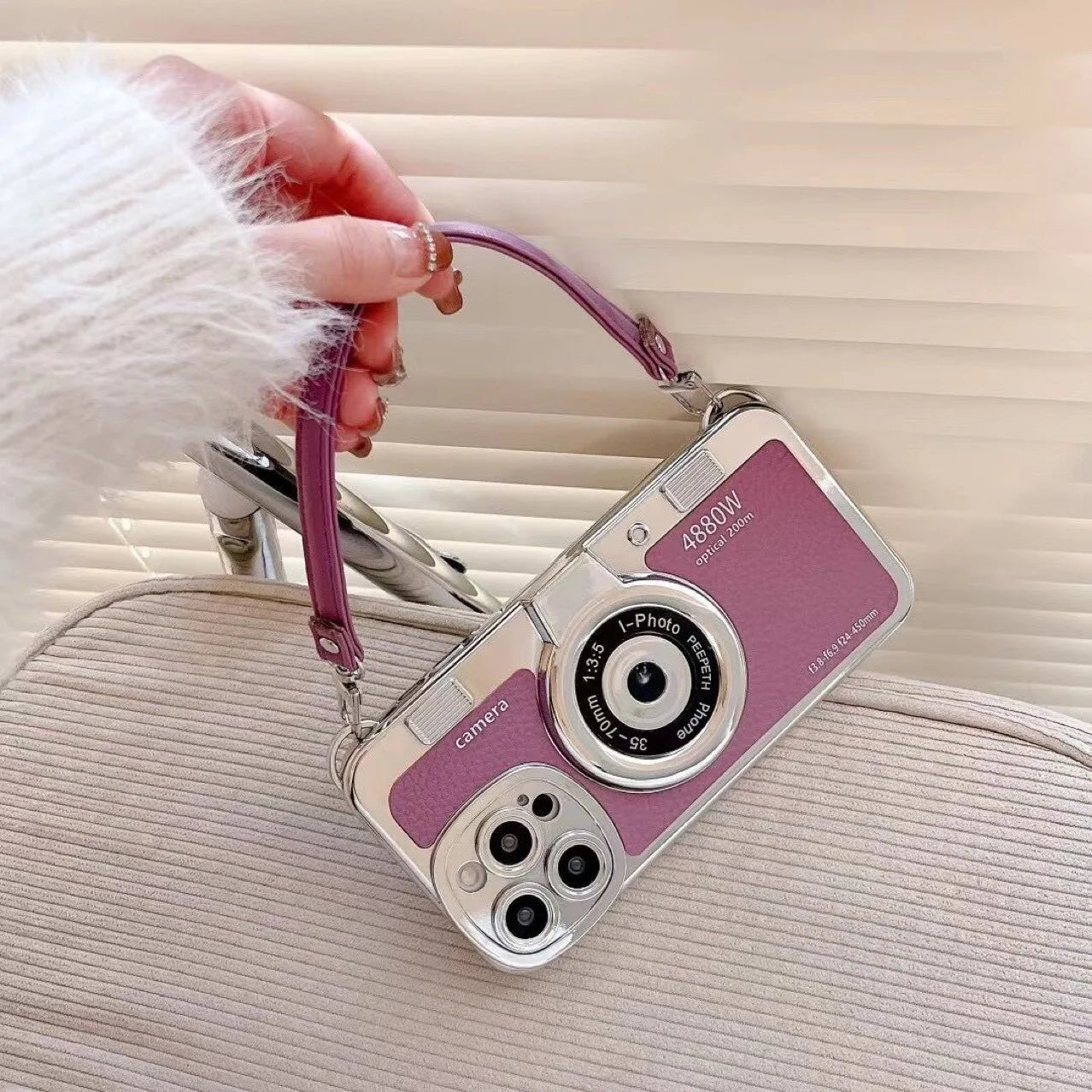 Creative Luxury 3D Retro Camera Phone Case for Iphone 15 14 13 12 11 Pro Max 14plus Cute Soft Tpu Phone Case Lanyard Back Cover
