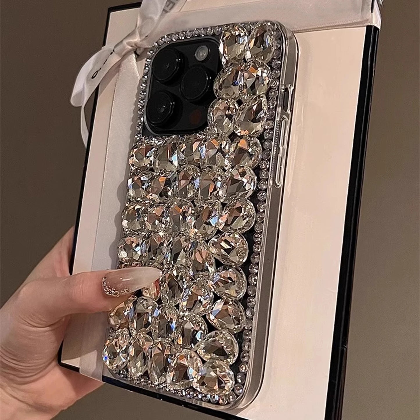 Full Screen Rhinestone Gemstone Phone Case for iPhone 16 15 14 13 12 11 Pro Max