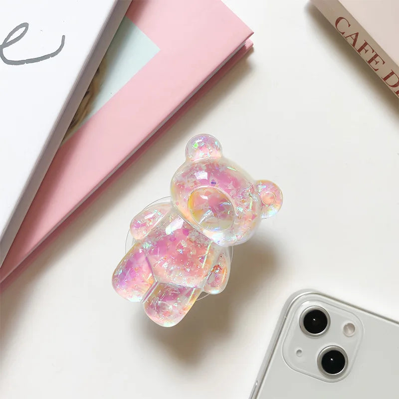 Korea 3D Cute Bear Laser Phone Holder Grip Tok Cell Phone Accessories Griptok Korean Stand Pop Universal Bracket MOBILE HOLDER