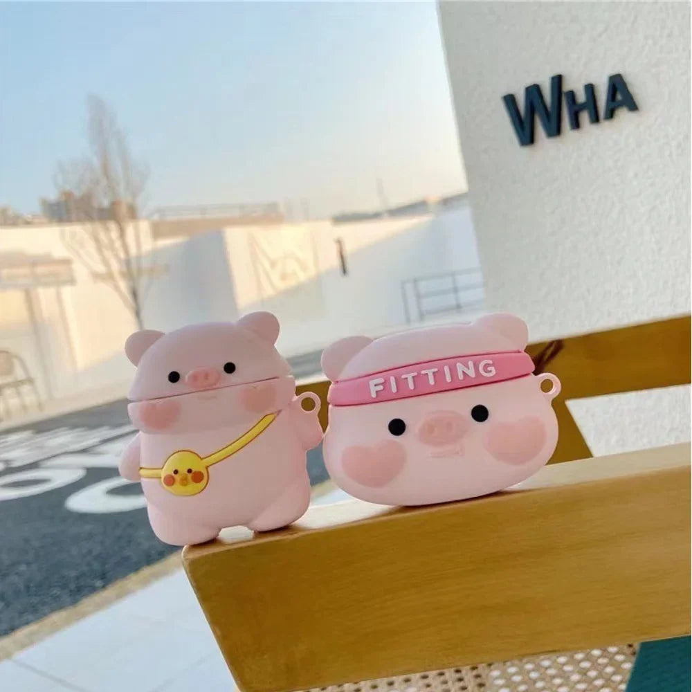 Bluetooth headset case Cartoon Pig cute wind silicone ear case, applicable to Airpods1/2, Airpods Pro, Airpods Pro2, Airpods3
