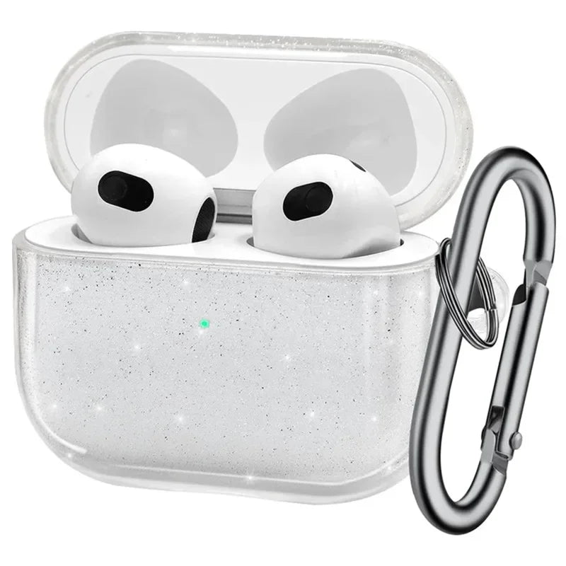 Bling Glitter Soft TPU Earphone Case for Airpods 4 2024 Pro 2 2nd Generation Air Pods 3 1 3rd Gen Cover with Keychain Accessory
