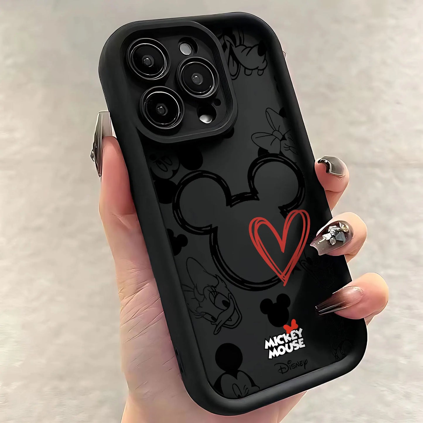 Mickeys Minnies Yk2 Red Cute Phone Case for IPhone 16 15 14 13 12 11 Pro Max Mini XR XS X 7 8 Plus Soft TPU Back Cover