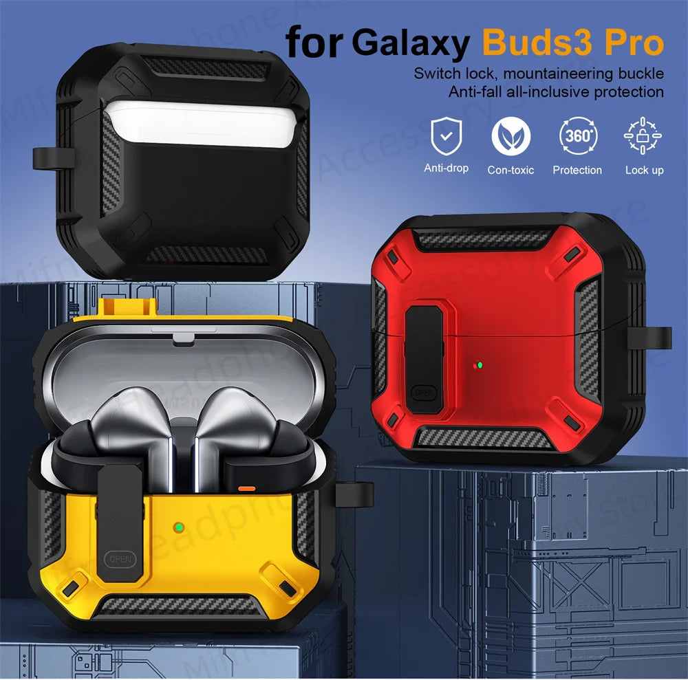 Newest carbon fibre switch earphone cover for Men For Samsung Galaxy Buds 3/Buds3 Pro Buzz 3 Pro Earbuds Case with cleaning kit