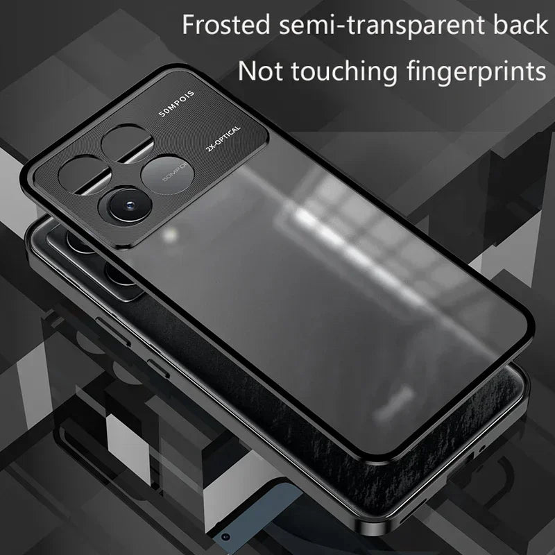 Metal Phone Case Spring Lock Buckle for XiaoMi 14 Ultra Civi 13T 15 Pro Poco X6 F5 F6 Pro Lens Protection Matte Back Cover Cases