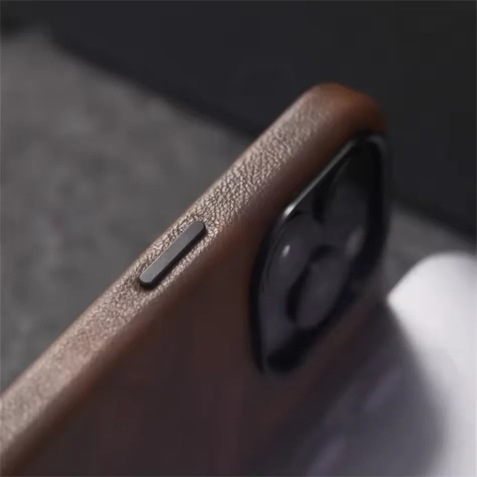 Luxury Business Vintage Leather Magnetic Phone Case for IPhone 16 Plus 15 14 13 12 Pro Max Metal Camera Frame Shockproof Cover