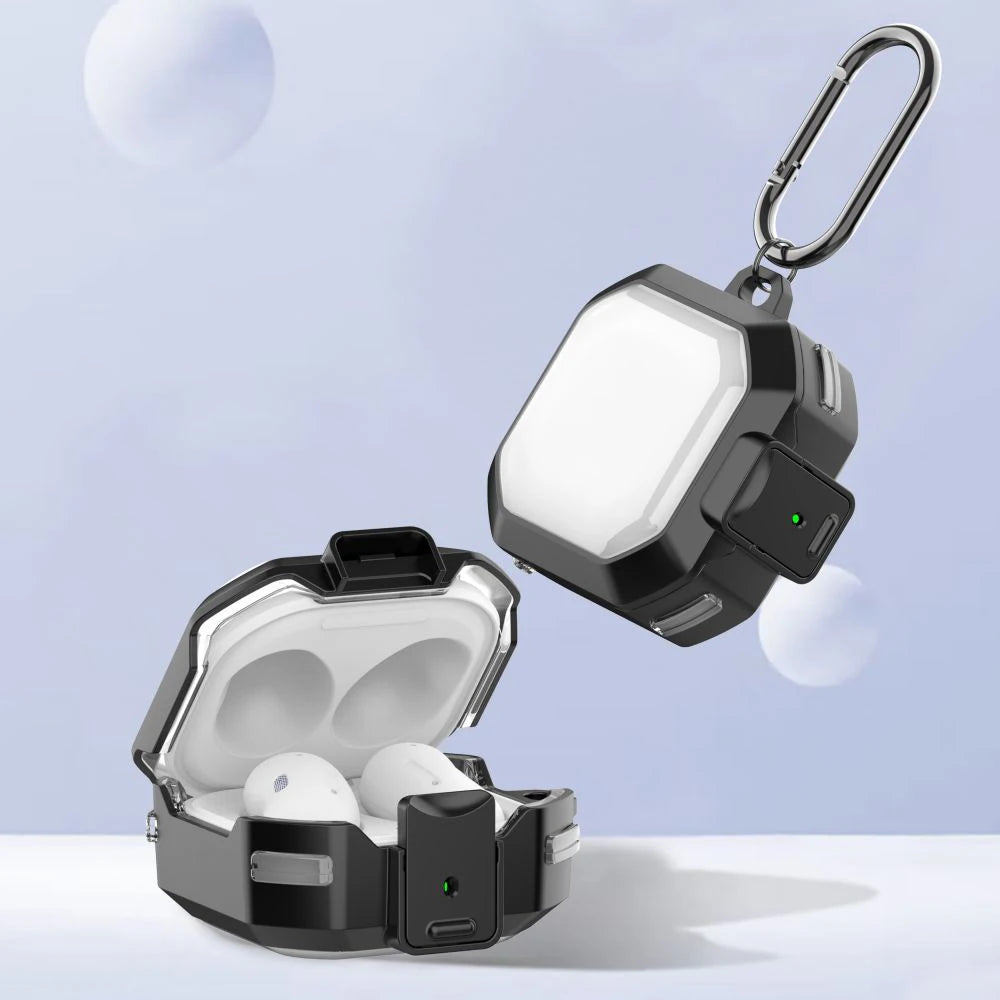 Security Lock Transparent Cover For Samsung Galaxy Buds 2 Pro Buds FE Live Buzz 2 Pro Case Shockproof Coque With Keychain Cases