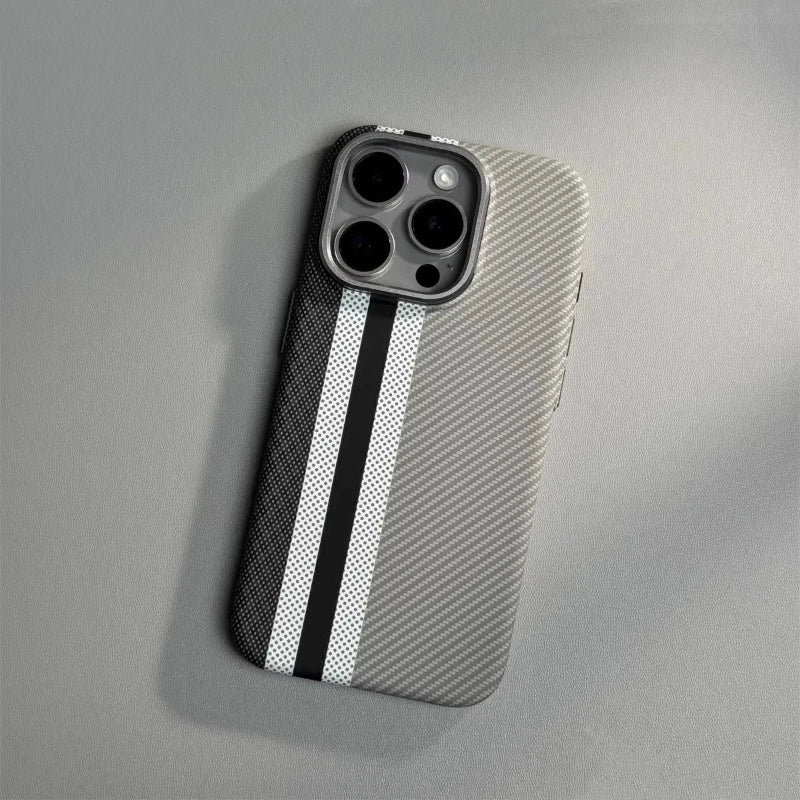 Abstract Carbon Fibre MagSafe Case for iPhone 16 15 Pro Max 14 Cover Wireless Charging Alloy Lens Camera Bumper Hard Armor Shell