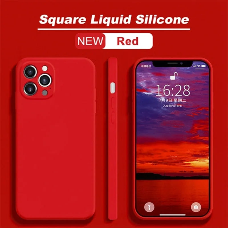 Luxury Liquid Silicone Shockproof Case for iPhone 14 15 Plus X XS XR Max Mini Back Soft Cover
