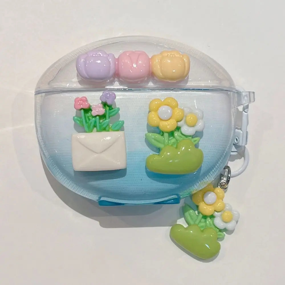 3D Flower Fruit Pattern Headphone Case For Xiaomi Redmi Buds 6 Buds 5 Pro Buds4 Active Buds 4 Lite Cover With Lovely Keychain