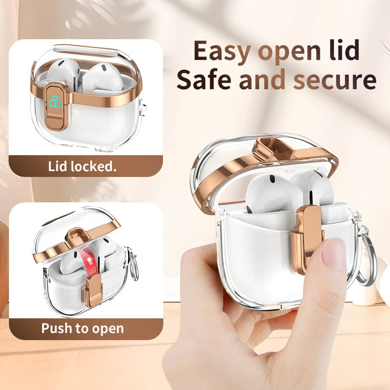 Transparent Case For Samsung Galaxy Buds 3 Pro/ Buds 3 Cover Lock buckle electroplating anti fall protective Galaxy Buds3 Cover