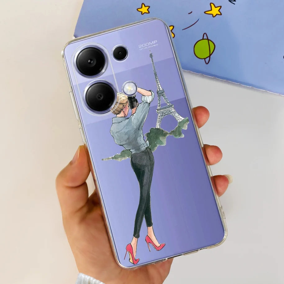 For Xiaomi Poco M6 Pro 2024 Case New Fashion Marble Cartoon Cover Soft Clear Silicone Funda For Xiaomi Poco M6 Pro 4G Phone Case
