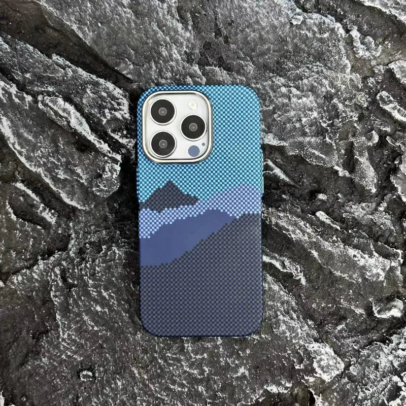 Abstract Carbon Fibre MagSafe Case for iPhone 16 15 Pro Max 14 Cover Wireless Charging Alloy Lens Camera Bumper Hard Armor Shell