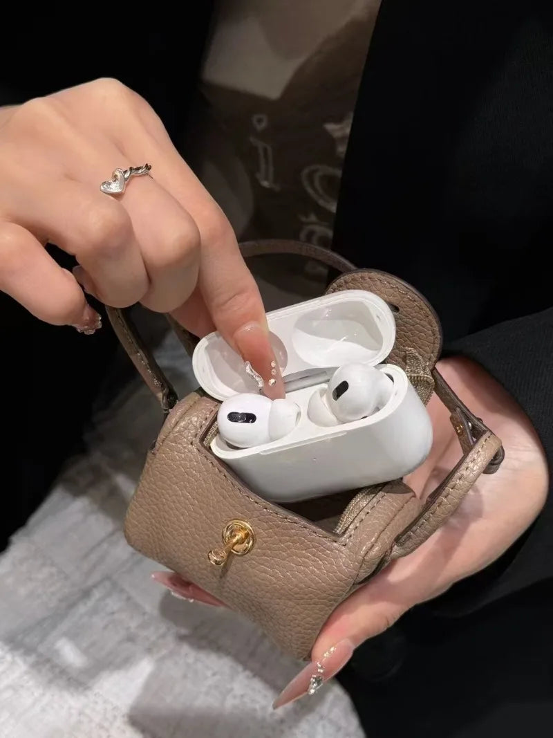 Hot Universal Headphone Bag for All Models 13 Optional High-end Leather Headphone Protective Cases Light Luxury Airpods Pro Case