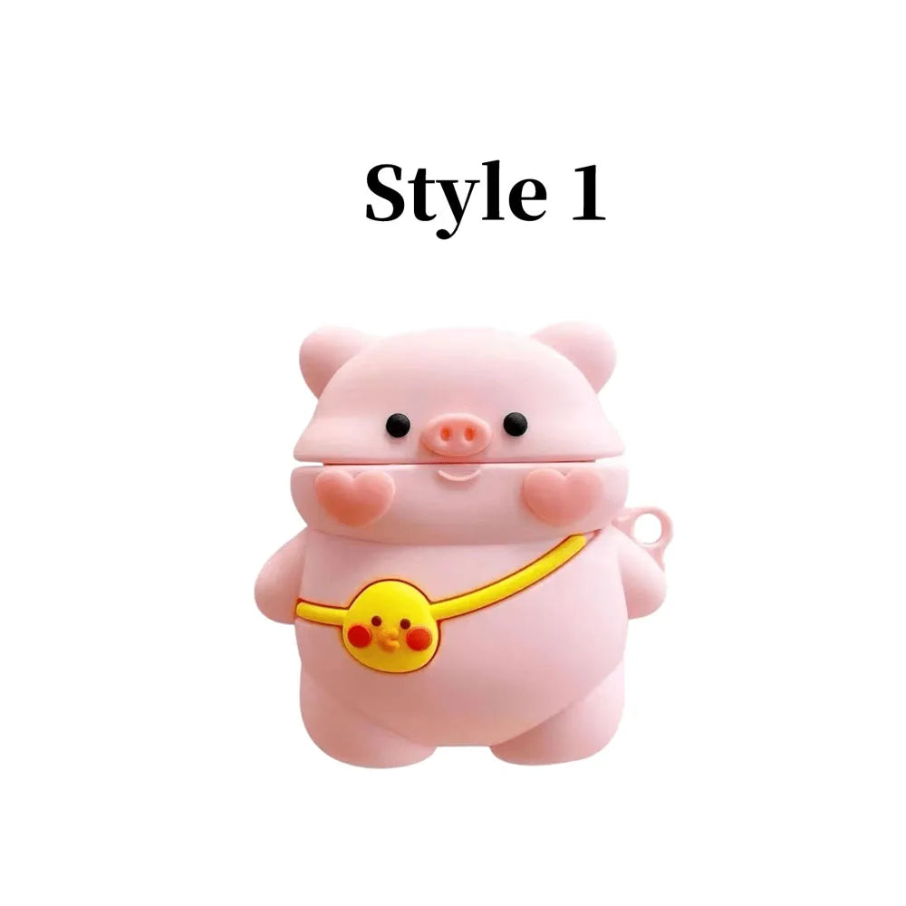 Bluetooth headset case Cartoon Pig cute wind silicone ear case, applicable to Airpods1/2, Airpods Pro, Airpods Pro2, Airpods3