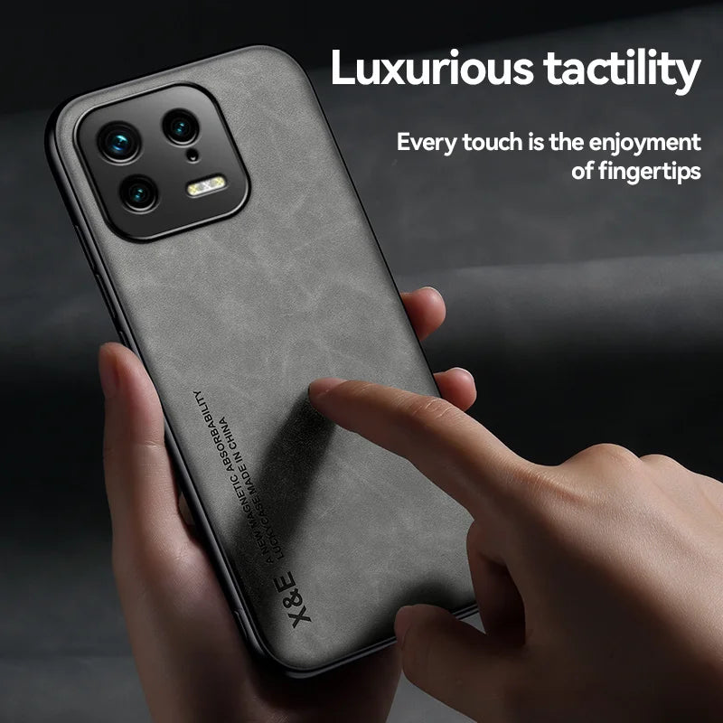 For Xiaomi 13 Case Built in Metal Plate Magnetic Car Holder Phone Case For Xiaomi Mi13 Mi 13 Pro Xiaomi13 5G Leather Back Cover