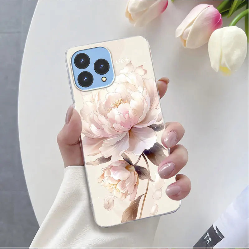 For Cubot P80 Case 2023 Luxury Phone Case For Cubot P80 6.58" Marble Butterfly Flower Clear Soft Silicone TPU Protective Cover