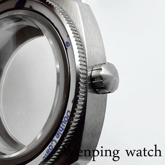 42mm Silver Watch Case Sapphire Glass Watch Case Plane Ceramic Bezel Fit NH35 NH36 Movement Watch Accessories