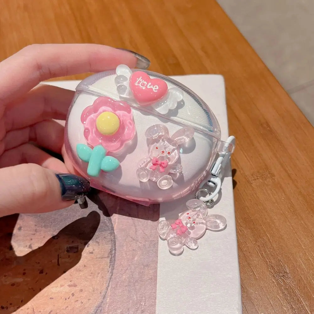 3D Flower Fruit Pattern Headphone Case For Xiaomi Redmi Buds 6 Buds 5 Pro Buds4 Active Buds 4 Lite Cover With Lovely Keychain
