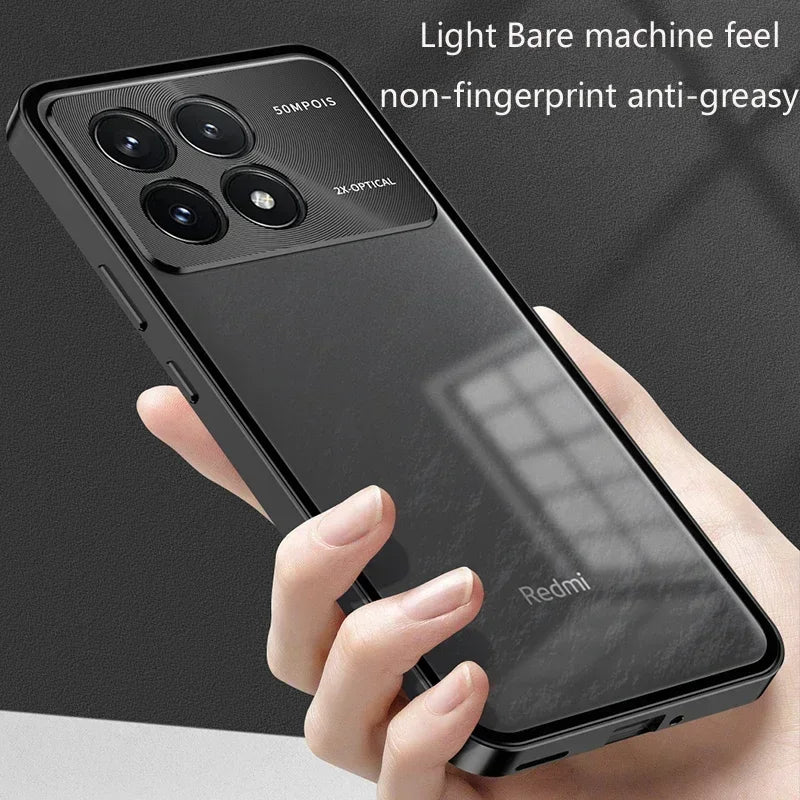 Metal Phone Case Spring Lock Buckle for XiaoMi 14 Ultra Civi 13T 15 Pro Poco X6 F5 F6 Pro Lens Protection Matte Back Cover Cases