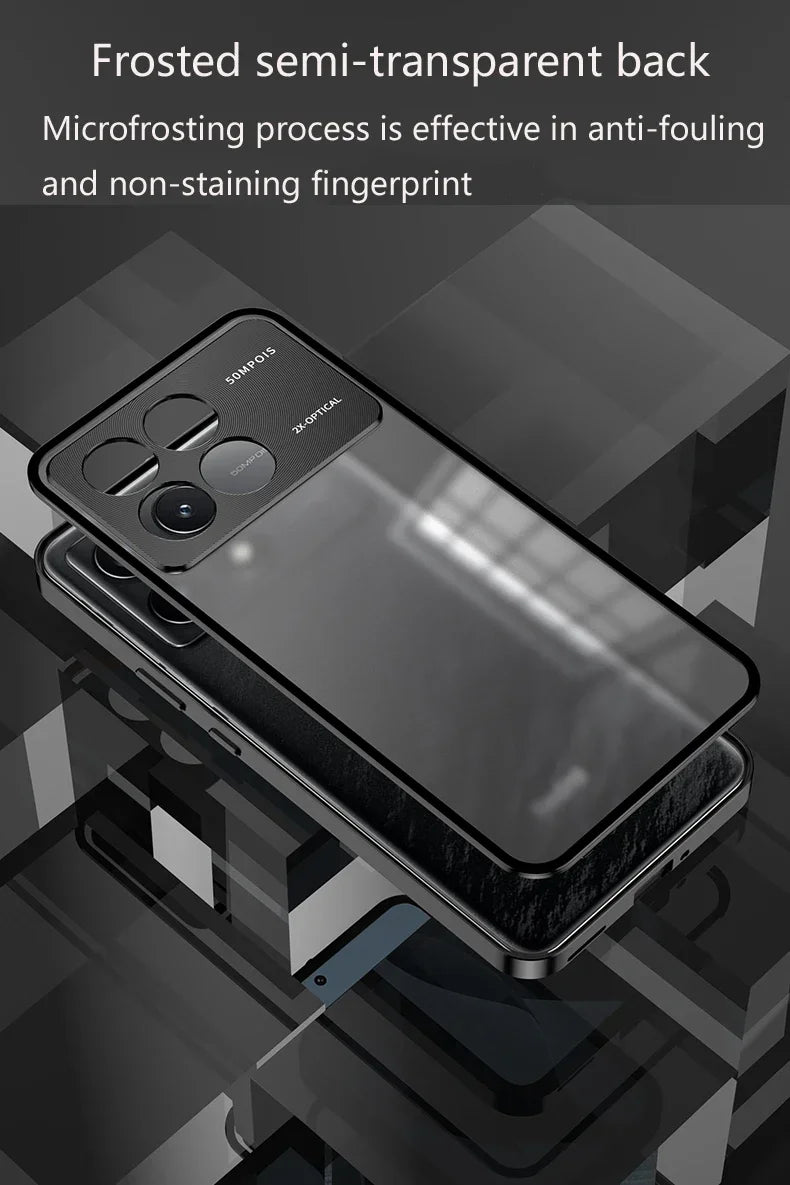 Metal Phone Case Spring Lock Buckle for XiaoMi 14 Ultra Civi 13T 15 Pro Poco X6 F5 F6 Pro Lens Protection Matte Back Cover Cases