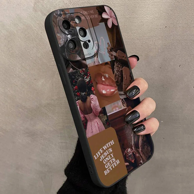 Slogan Pattern Silicone Phone Case For iPhone 11 Cases For iPhone 15 16 Pro Max 14 13 12 Pro Max XR X XS 7 8 Plus SE 2022 Cover