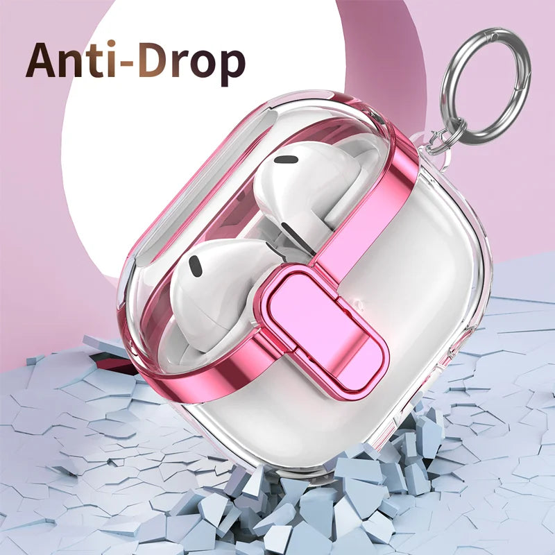 Transparent Case For Samsung Galaxy Buds 3 Pro/ Buds 3 Cover Lock buckle electroplating anti fall protective Galaxy Buds3 Cover