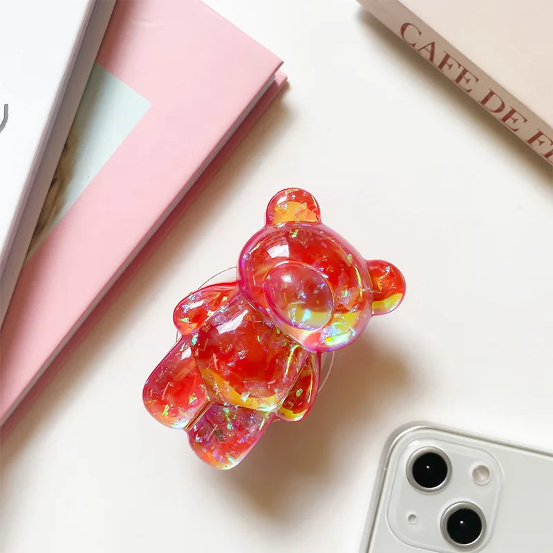 Korea 3D Cute Bear Laser Phone Holder Grip Tok Cell Phone Accessories Griptok Korean Stand Pop Universal Bracket MOBILE HOLDER