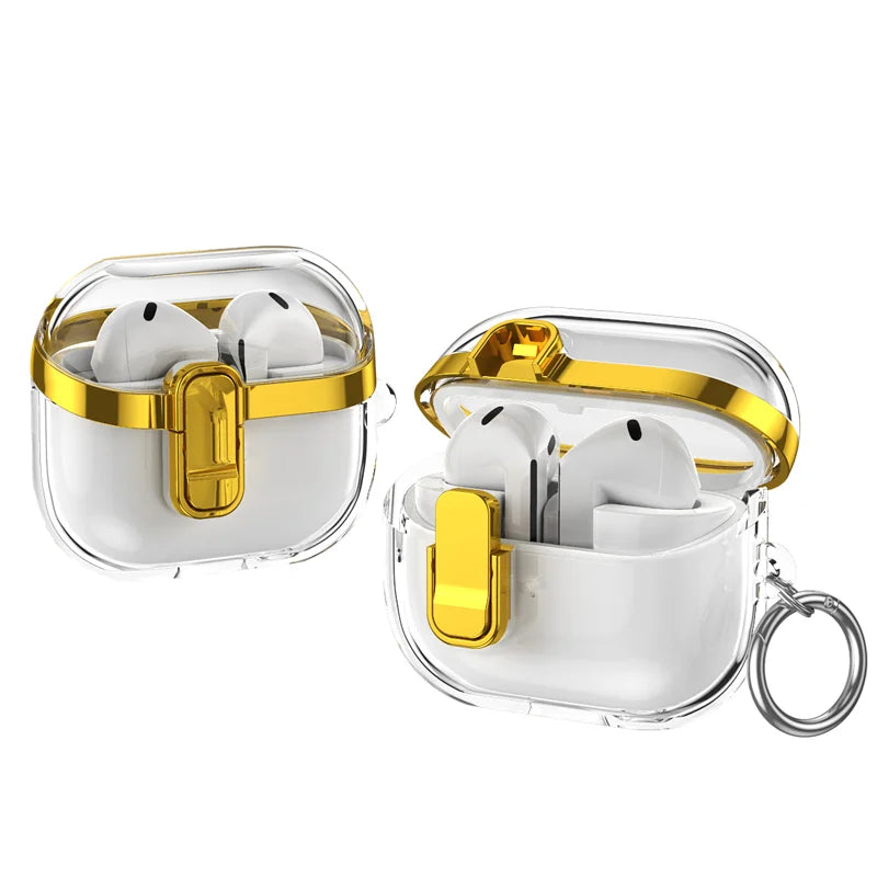 Transparent Case For Samsung Galaxy Buds 3 Pro/ Buds 3 Cover Lock buckle electroplating anti fall protective Galaxy Buds3 Cover