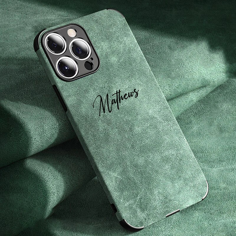 Personalized Luxury Leather Lambskin Case For iPhone 11 12 13 14 15 16 Pro Max Customized Name DIY Cover 11 12 13 14 15 Pro Max