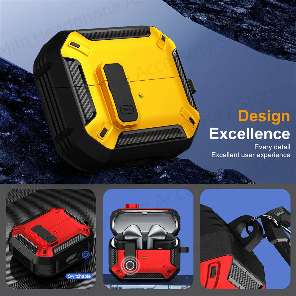 Newest carbon fibre switch earphone cover for Men For Samsung Galaxy Buds 3/Buds3 Pro Buzz 3 Pro Earbuds Case with cleaning kit
