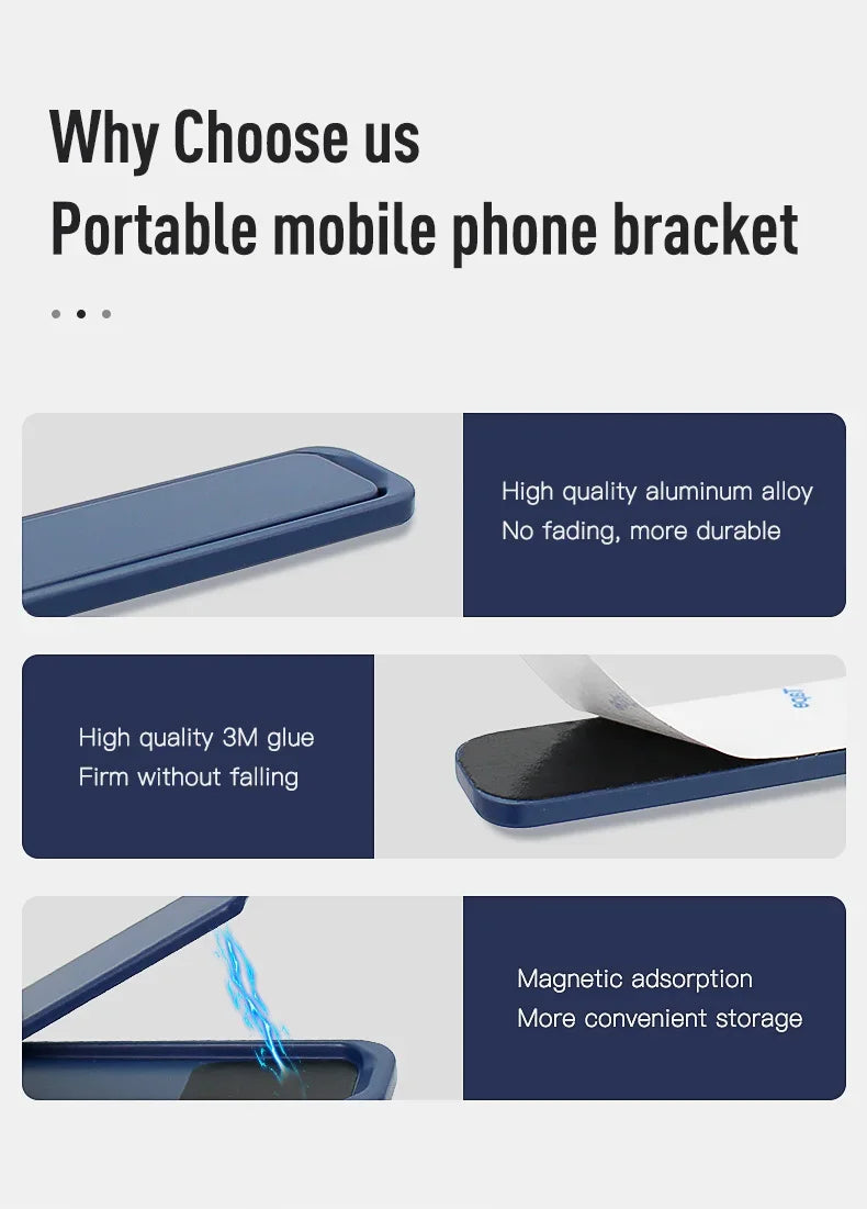 Mobile Phone Colourful Metal Holder Strip Shape Back Sticker Stand Simple Portable Cellphone Bracket for iPhone 16 15 14 Xiaomi