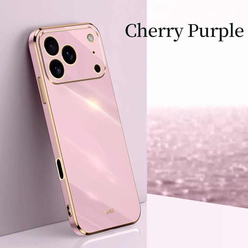 Solid Plating Phone Case For iPhone 17 Pro Max 17 Air 16e 16 Pro Max 16Plus 17Pro Max Cover Soft Silione Shockproof Cases Bumper