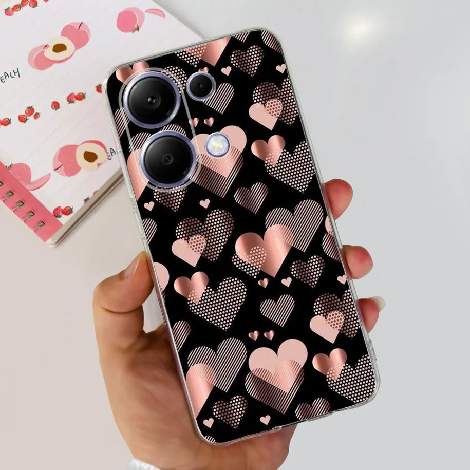 For Xiaomi Poco M6 Pro 2024 Case New Fashion Marble Cartoon Cover Soft Clear Silicone Funda For Xiaomi Poco M6 Pro 4G Phone Case