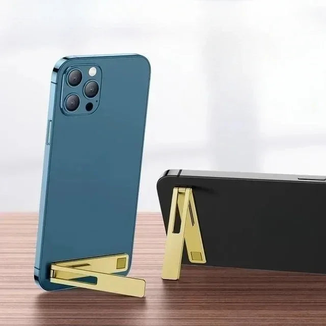 Ultra - thin Mini Metal Folding Phone Holder. Alloy, Invisible Design for Desktop Use